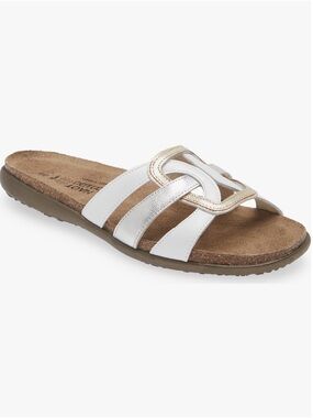 Naot Liv Slide Sandals NWT
Soft Ivory, White Pearl, Soft Beige Lthr - Size 38